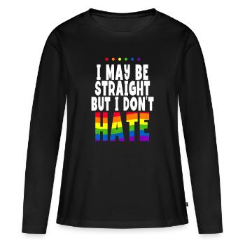 Je suis peut-être hétéro, mais je ne déteste pas le mois de la fierté - T-shirt manches longues Premium bio Femme - noir - Devant - Julia (174cm)