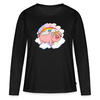 Pig Gift Piglet Kids Piglet Pig Pig - T-shirt manches longues Premium bio Femme - noir - Devant - Julia (174cm)