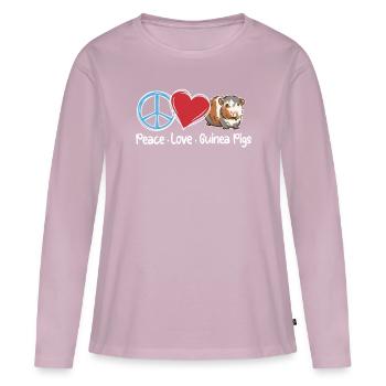 Paix Amour Cochon d’Inde Doux Animal Animal De Compagnie - T-shirt manches longues Premium bio Femme - rose poudré - Devant - Julia (174cm)