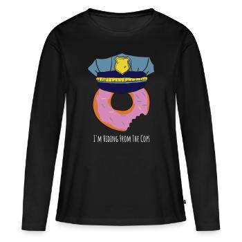Polizei Humor Donut Polizist Geschenk - Frauen Premium Bio Langarmshirt - Schwarz - Vorne - Julia (174cm)
