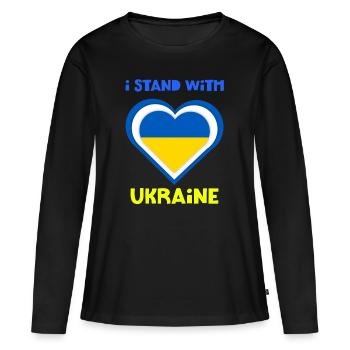 Ukraine, Ukraine, Ukraine, Ukrainien, Ukrainien - T-shirt manches longues Premium bio Femme - noir - Devant - Julia (174cm)
