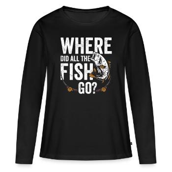 Wo Sind Die Ganzen Fische Hin? Fischen Fischer - Frauen Premium Bio Langarmshirt - Schwarz - Vorne - Julia (174cm)