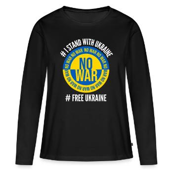 Ukraine, Ukraine, Ukraine, Ukrainien, Ukrainien - T-shirt manches longues Premium bio Femme - noir - Devant - Julia (174cm)