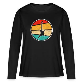 E Guitare Rétro - T-shirt manches longues Premium bio Femme - noir - Devant - Julia (174cm)
