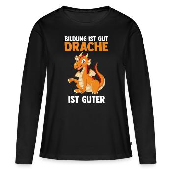 Drache Drachen - Frauen Premium Bio Langarmshirt - Schwarz - Vorne - Julia (174cm)
