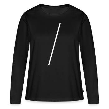 Weisser Schrägstrich Simpel Design - Frauen Premium Bio Langarmshirt - Schwarz - Vorne - Julia (174cm)