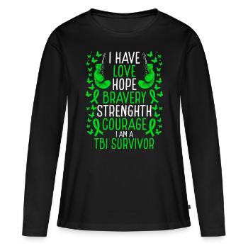 TBI Survivor Hope Traumatic Brain Injury Awareness - Frauen Premium Bio Langarmshirt - Schwarz - Vorne - Julia (174cm)