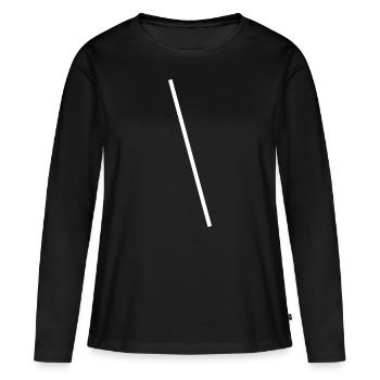 Weisser Schrägstrich Simpel Design - Frauen Premium Bio Langarmshirt - Schwarz - Vorne - Julia (174cm)