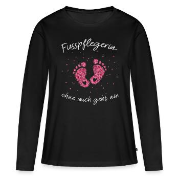 Fusspflegerin Pediküre Fusspflege - Frauen Premium Bio Langarmshirt - Schwarz - Vorne - Julia (174cm)