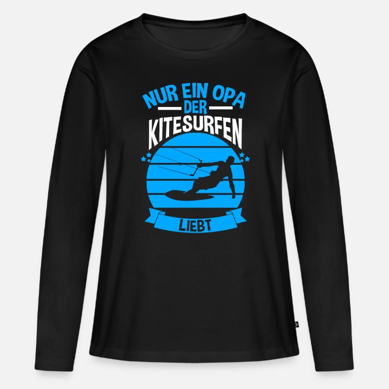 Kitesurfen Opa - Frauen Premium Bio Langarmshirt - Schwarz