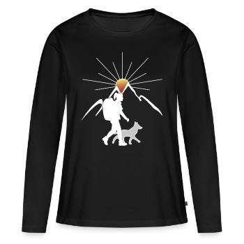 Randonnée avec le chien - T-shirt manches longues Premium bio Femme - noir - Devant - Julia (174cm)