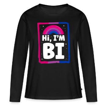 Bisexuel Bi Pride Drapeau Salut, Je suis Bi - T-shirt manches longues Premium bio Femme - noir - Devant - Julia (174cm)