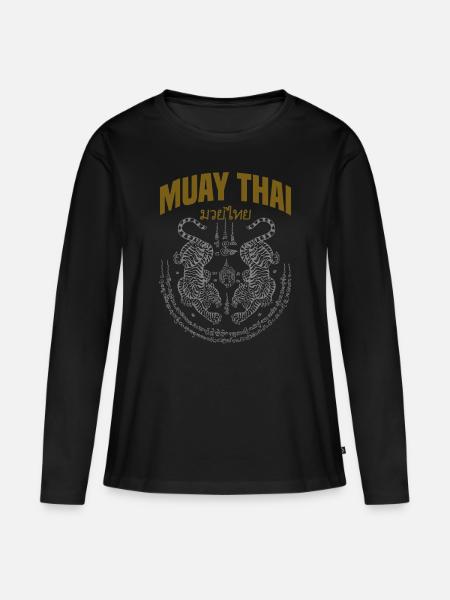Thai Art Tigers Muay Thai Fighter - Frauen Premium Bio Langarmshirt - Schwarz