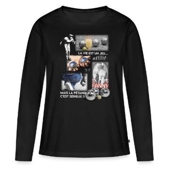 LIFE IS A GAME BUT PETANQUE IS SERIOUS - Women's Premium Organic Long Sleeve Shirt - black - Front - Julia (174cm)