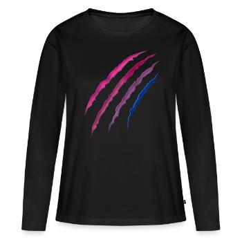 Bisexuel Bi Pride Flag Scratch - T-shirt manches longues Premium bio Femme - noir - Devant - Julia (174cm)