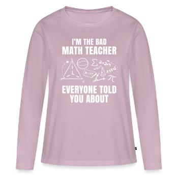 Mathématiques - T-shirt manches longues Premium bio Femme - rose poudré - Devant - Julia (174cm)