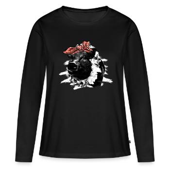 Cochon - T-shirt manches longues Premium bio Femme - noir - Devant - Julia (174cm)