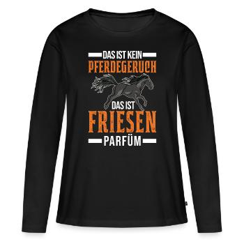 Friesen Pferd Parfüm Friesenpferd - Frauen Premium Bio Langarmshirt - Schwarz - Vorne - Julia (174cm)
