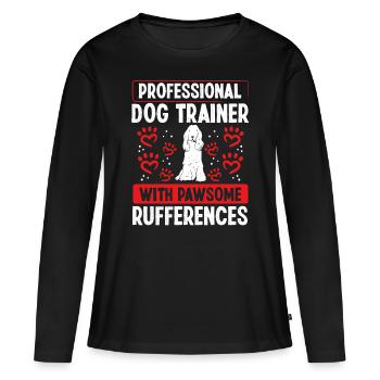 Dog Trainer with pawsome Rufferences Dog School - Women's Premium Organic Long Sleeve Shirt - black - Front - Julia (174cm)