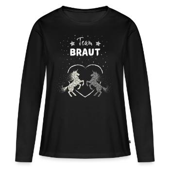 Team Braut Hochzeit Unicorn Bachelorette - Frauen Premium Bio Langarmshirt - Schwarz - Vorne - Julia (174cm)