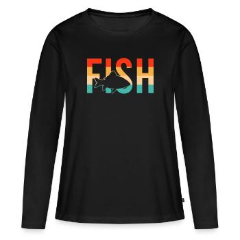 Poisson poisson - T-shirt manches longues Premium bio Femme - noir - Devant - Julia (174cm)