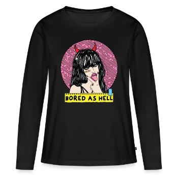 ART POP-ART ÉROTIQUE SEXY COMIC GIRL - T-shirt manches longues Premium bio Femme - noir - Devant - Julia (174cm)