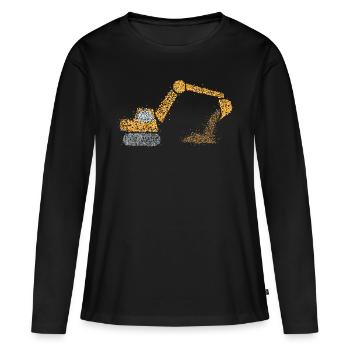 Excavatrice Chantier de construction Ouvrier de la construction Véhicule de construction - T-shirt manches longues Premium bio Femme - noir - Devant - Julia (174cm)