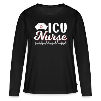 Infirmière en soins intensifs Soins intensifs - T-shirt manches longues Premium bio Femme - noir - Devant - Julia (174cm)