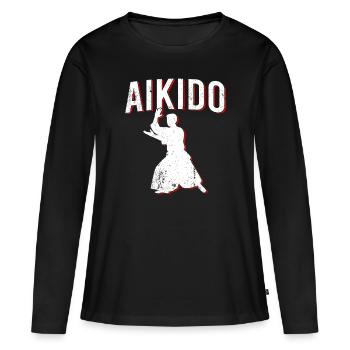 Aïkido - T-shirt manches longues Premium bio Femme - noir - Devant - Julia (174cm)
