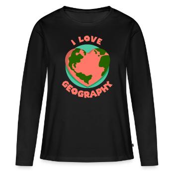 J’aime la géographie profession géographie géographie géographie - T-shirt manches longues Premium bio Femme - noir - Devant - Julia (174cm)