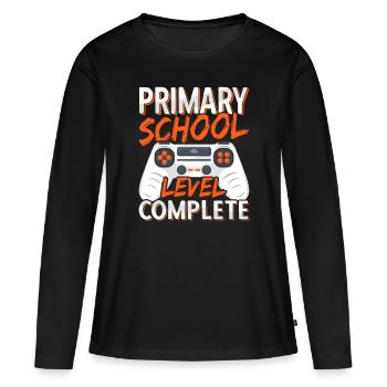 Idée de remise des diplômes de l’école primaire Dernier jour d’école - T-shirt manches longues Premium bio Femme - noir - Devant - Julia (174cm)