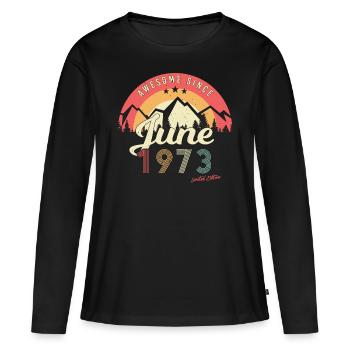 Retro 1973 Juni - Frauen Premium Bio Langarmshirt - Schwarz - Vorne - Julia (174cm)