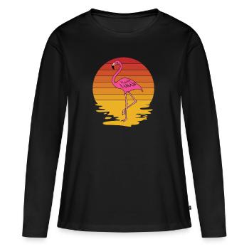 Flamingo Pink Flamingo Flamingo Geschenk - Frauen Premium Bio Langarmshirt - Schwarz - Vorne - Julia (174cm)