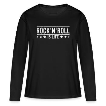 Rock n Roll - T-shirt manches longues Premium bio Femme - noir - Devant - Julia (174cm)