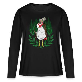 Archer de volaille Chicken Warrior - T-shirt manches longues Premium bio Femme - noir - Devant - Julia (174cm)