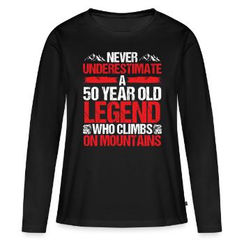 50 Year Old Mountain Climber 50th Birthday - Frauen Premium Bio Langarmshirt - Schwarz - Vorne - Julia (174cm)