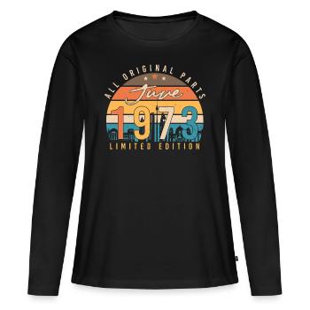 Juni 1973 Vintage - Frauen Premium Bio Langarmshirt - Schwarz - Vorne - Julia (174cm)