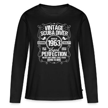 Vintage Scuba Diver 1963 Snorkeling Birthday - Frauen Premium Bio Langarmshirt - Schwarz - Vorne - Julia (174cm)