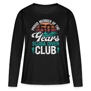 50 ans Scuba Diver Club Plongée 50e anniversaire - T-shirt manches longues Premium bio Femme - noir - Devant - Julia (174cm)
