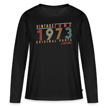 1973 Juni Retro - Frauen Premium Bio Langarmshirt - Schwarz - Vorne - Julia (174cm)