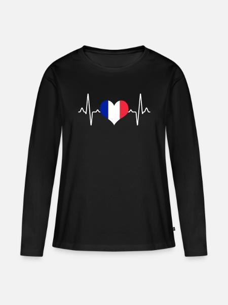 Frankreich Herzschlag - Frauen Premium Bio Langarmshirt - Schwarz
