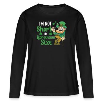 Je ne suis pas petit j’ai la taille de lutin irlandais - T-shirt manches longues Premium bio Femme - noir - Devant - Julia (174cm)