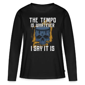 Batterie batteur Vintage The Tempo - T-shirt manches longues Premium bio Femme - noir - Devant - Julia (174cm)