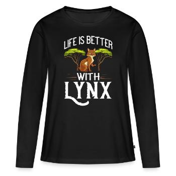 Luchse Tier Rotluchs Kanada Lynx Eurasischer Luchs - Frauen Premium Bio Langarmshirt - Schwarz - Vorne - Julia (174cm)