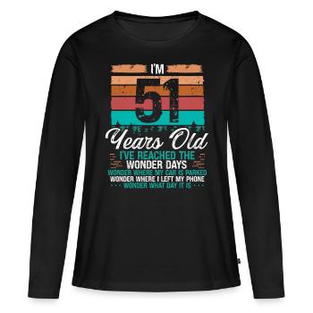51st Birthday Idea Birthdays Retro 51 Years Old - Frauen Premium Bio Langarmshirt - Schwarz - Vorne - Julia (174cm)