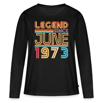 Baujahr Juni 1973 - Frauen Premium Bio Langarmshirt - Schwarz - Vorne - Julia (174cm)