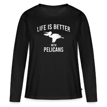Dicton Pelikan - T-shirt manches longues Premium bio Femme - noir - Devant - Julia (174cm)