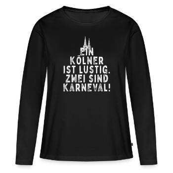 A Cologne est drôle deux sont carnaval jeck Cologne - T-shirt manches longues Premium bio Femme - noir - Devant - Julia (174cm)