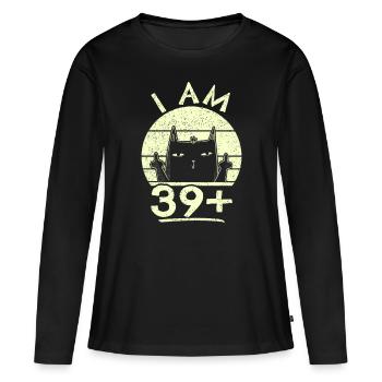 40e anniversaire femme 40e 40 ans - JE SUIS 39+ PLUS - T-shirt manches longues Premium bio Femme - noir - Devant - Julia (174cm)