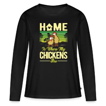 Poulets Accueil Poulet Poulet Poulet - T-shirt manches longues Premium bio Femme - noir - Devant - Julia (174cm)